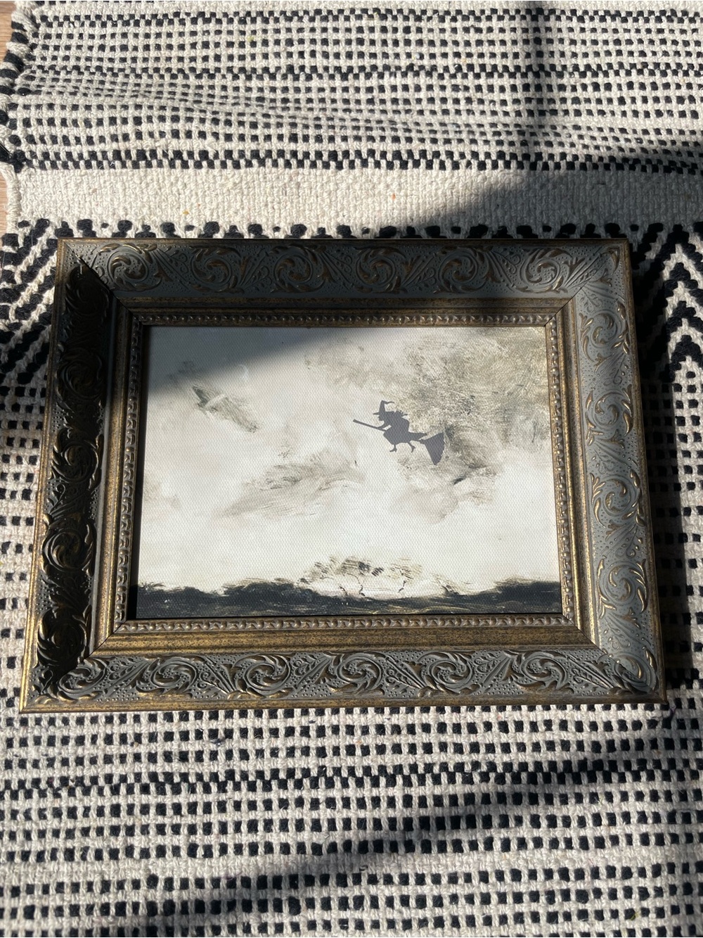 Petal Lane flying witch framed picture